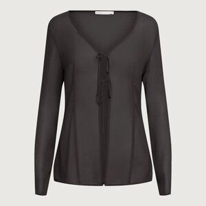 NWT OAK + FORT Chiffon Tie Front Blouse